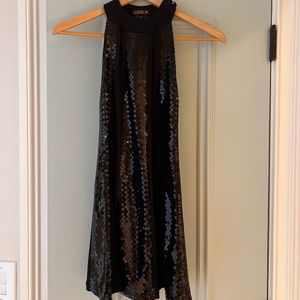 Flowy jersey and sequin LBD, little black dress